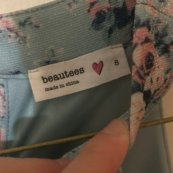 Beautees Blue Floral Kids Dress 8 - Picture 2 of 5